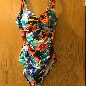 One piece suit from Macy’s. Such a great swimsuit!